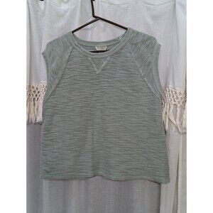 Universal Thread Ribbing Sweatshirt Womens Medium Green Sleeveless Textured Top